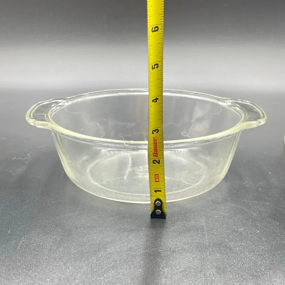 Fire King Glass Casserole Dish 1 Quart Knob Lid Clear Vintage 50's